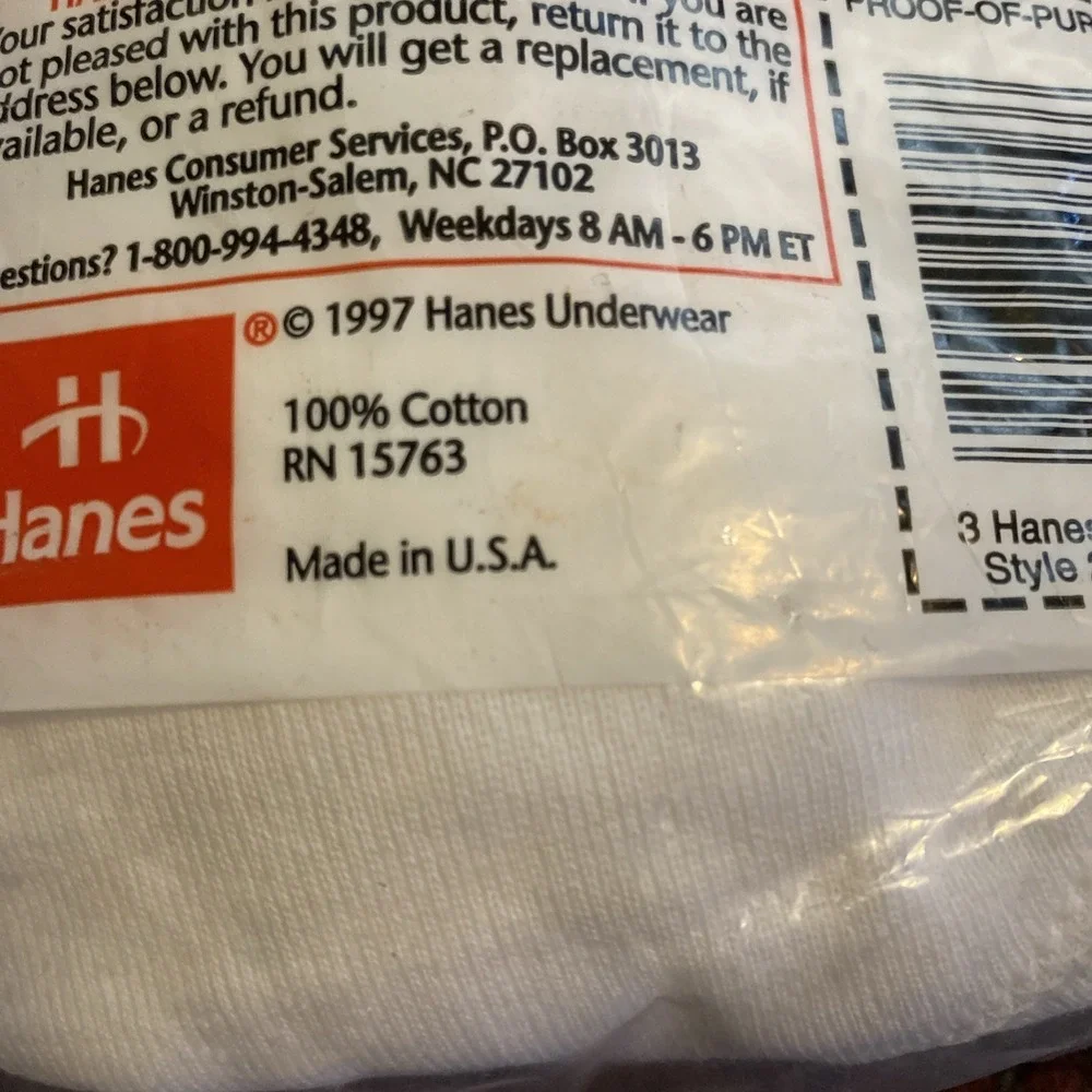 VINTAGE 1997 HANE'S MEN'S 100% PRESHRUNK COTTON WHITE BRIEFS NEW OLD STOCK SZ 40
